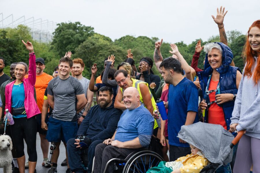 A community group in the UK preparing for an event.